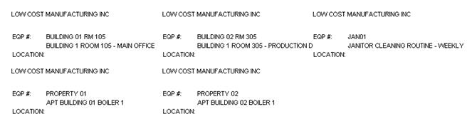 preventive maintenance software label sample