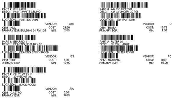 preventive maintenance software barcode labels