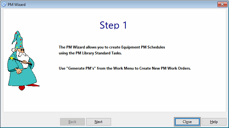 auto generate PM tasks using the preventive maintenance wizard