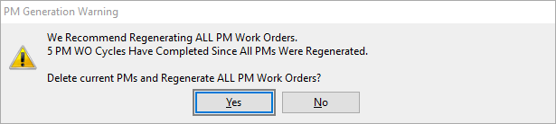 regenerate preventive maintenance work orders