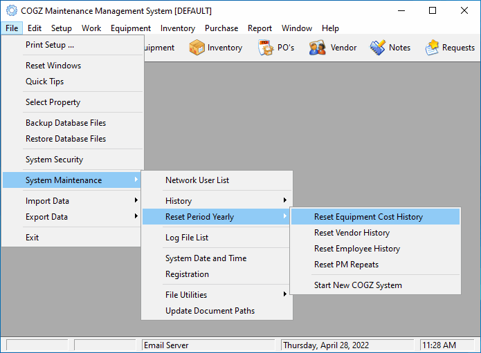 cmms reset period annually