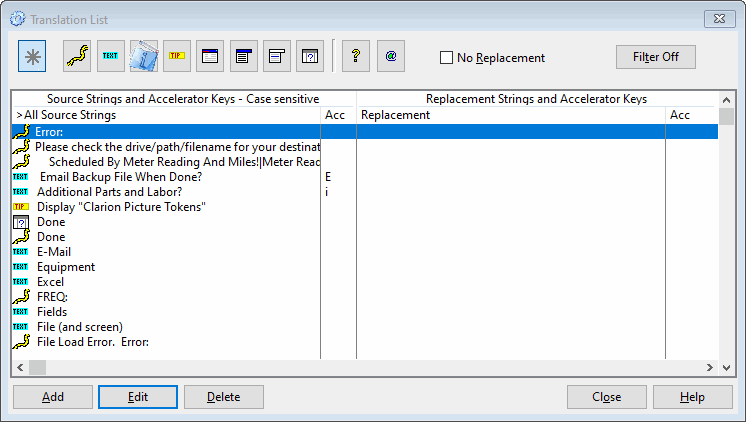 preventive maintenance software translation list