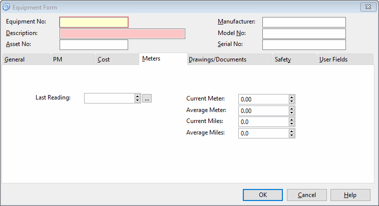 enter meter readings for equipment