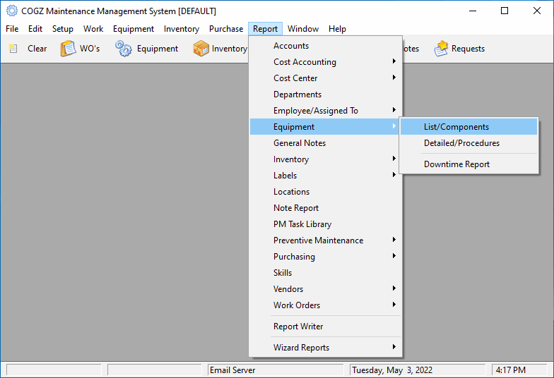 work order software components report