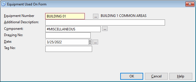 preventive maintenance software equipment components form