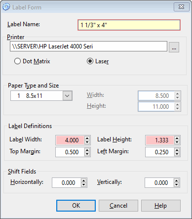 preventive maintenance software inventory label form