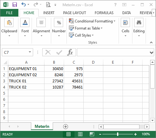 preventive maintenance software import meters from excel