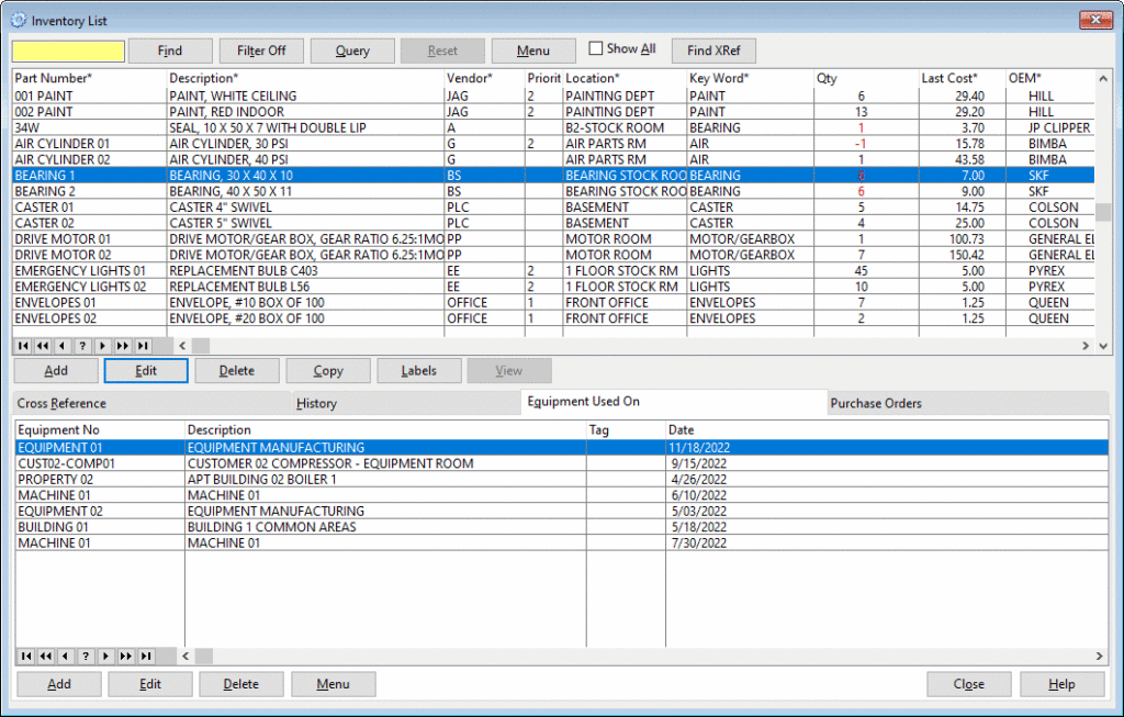 inventory list1 Inventory List from Maintenance Inventory Software
