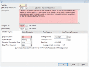 automation screen from preventive maintenance software system