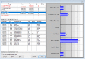 work order reminder screen from preventive maintenance software system