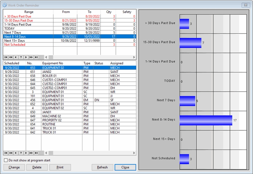 screen from cmms software vs eam