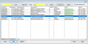 scheduled tasks screen from preventive maintenance software system
