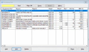 downtime Downtime List from Equipment Maintenance Software
