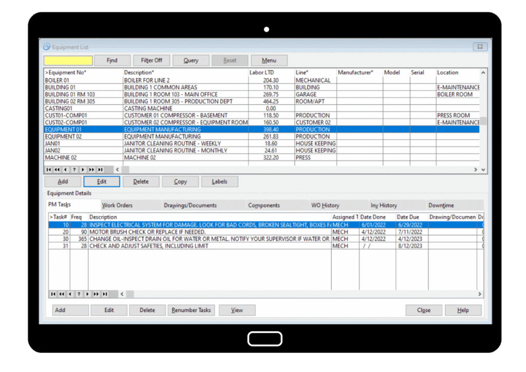 preventive_maintenance_software_tablet maintenance software running on a tablet