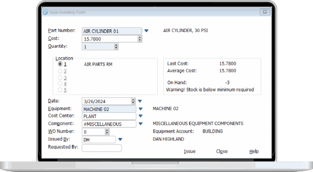 cmms software free trial running on laptop computer